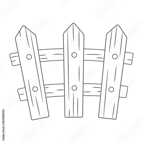 Cute cartoon fence line art outline drawing for coloring book