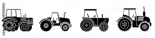 Tractor icon vector set. Farm tractor Illustration sign collection. Agricultural machinery symbol or logo.