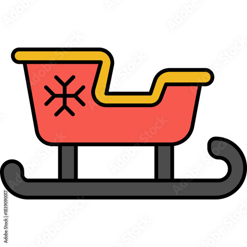 Sledge Icon  Colorful Outline Christmas Sleigh & Winter Transport Vector