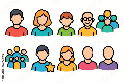 Avatar, profile flat icon set. Users, portraits, people icons in flat style collection