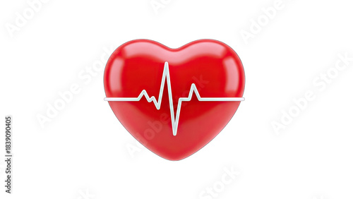Heart with EKG Line Showing Health Concept