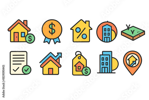 Real estate, property line icon set. Housing, investment, mortgage, outline collection