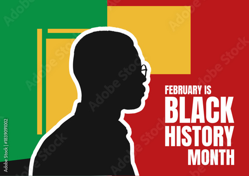 Black history month banner with man silhouette