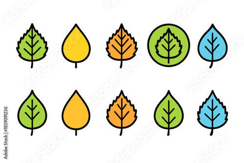 Nature and eco friendly icon set. Leaf, environment symbols flat collection