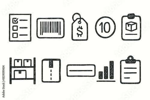 E-commerce, shopping outline icon set. Online retail, shipping simplified icons collection.