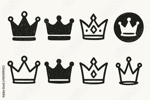 Royal, crown silhouette icon set. Monarchy, king, queen icons silhouette collection