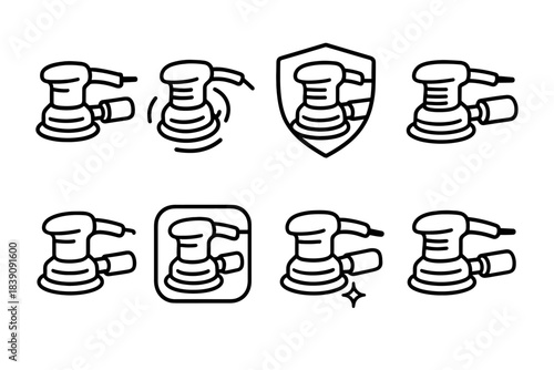 Power tool outline icon set. Sanding machine, hardware linear icons collection