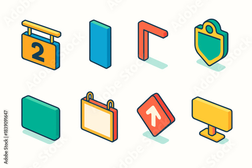 Business, office flat icon set. Essential work and productivity icons collection
