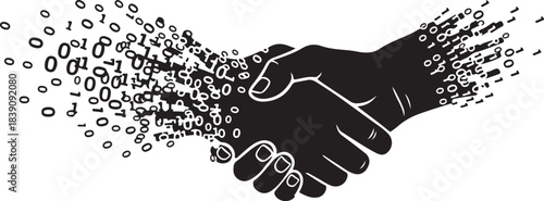 Handshake with Binary Code Dissolving vector 5941e234bf34e0a887645d7be5762de0dr