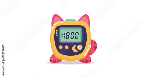 Cute catshaped digital alarm clock displaying the time 1800 a charming design.