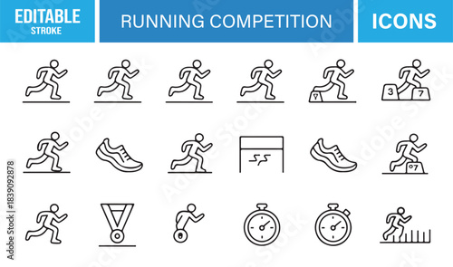 Stylish Minimal Running Icons for Marathon Events, Athletic Contests, Sprint Races, and Fitness Competitions
