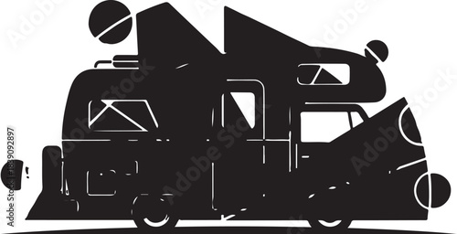 Stylized Silhouette of a Camper Van motorhome vehicle
