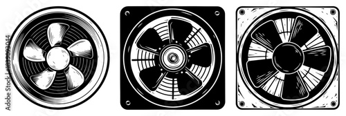 Computer cooling fan and industrial ventilation vector collection