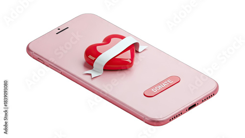 Heart on Phone Donating Online