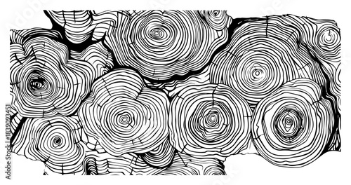 Abstract wood tree rings background texture with organic annual circle pattern and timber grain lines
