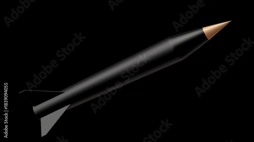 Wallpaper Mural A sleek, black missile with a pointed nose and a single flame at the rear. Torontodigital.ca
