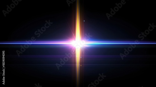 A bright yellow cross in the center of a black background.