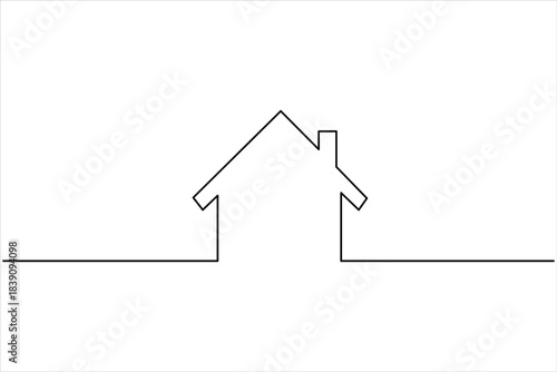  Continuous one line art drawing of house vector illustration. minimalist house icon outline symbol