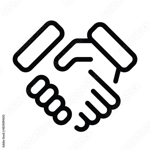 Outline handshake icon for deal, agreement, and business partnership.