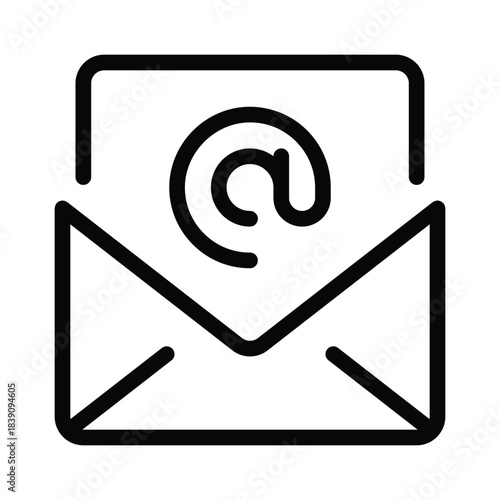 Outline email envelope icon for mail, message, and online contact.