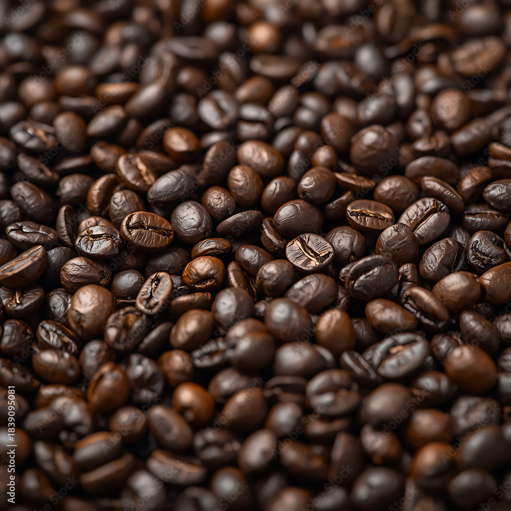 Obraz premium Dark Roasted Coffee Beans Texture Background