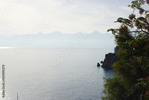 Fototapeta Naklejka Na Ścianę i Meble -  A cliff seaside in the center of Antalya, Turkey