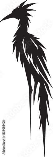 Phoenix Bird Silhouette Vector – Elegant Long‑Tailed Exotic Fantasy Bird Icon