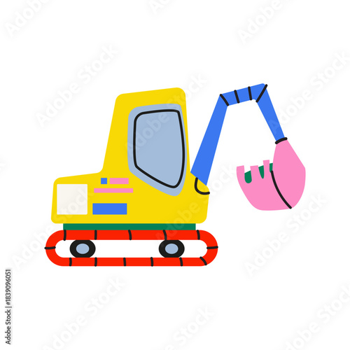 Cute children's toys, educational toys for kids. Toy colorful construction crane. Flat vector illustration isolated