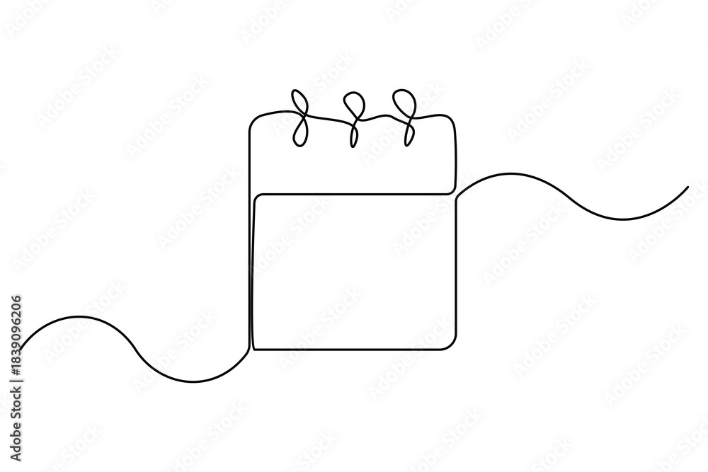 Obraz premium Minimal continuous one line drawing of a calendar outline simple date planner illustration 