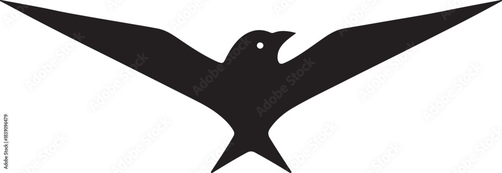 Naklejka premium Set of Three Flying Bird Silhouettes: Raptor, Crow, and Wading Bird