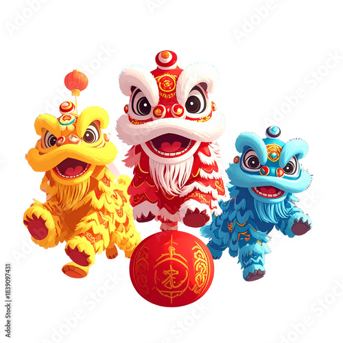 Chinese lion dance figurines cultural symbols traditional.