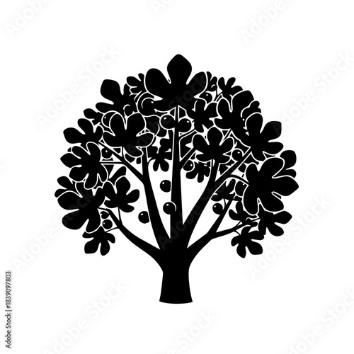 Abstract Monochrome Fruiting Tree Design
