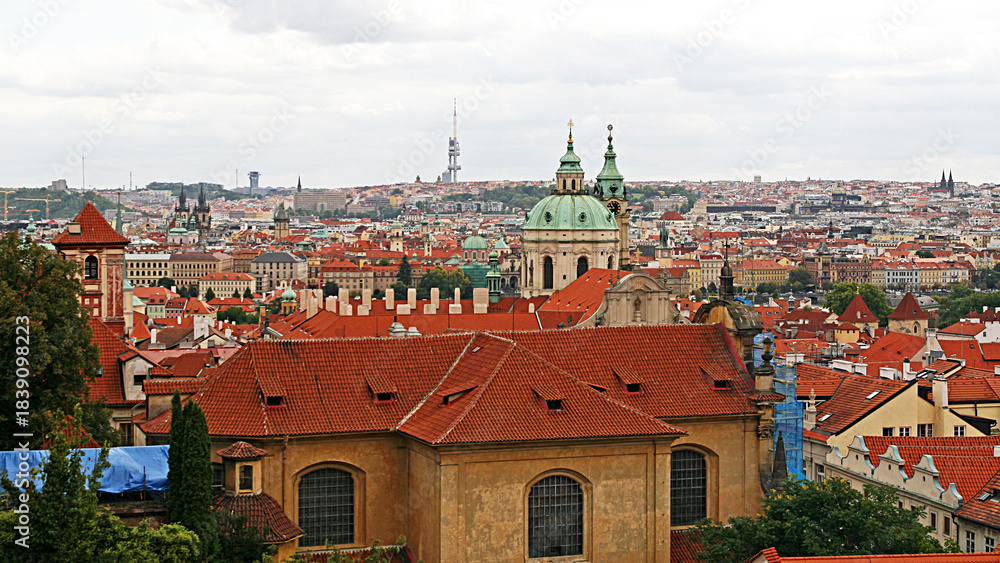 Obraz premium View of the Prague districts of Lesser Town, Old Town, New Town, Žižkov and Vinohrady from Hradčany.