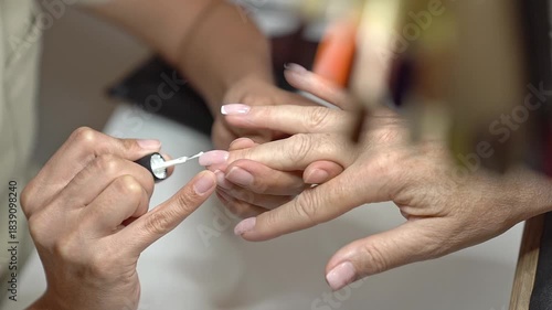 Step by Step Guide to Classic French Manicure With Modern Tools. Application of the white tip