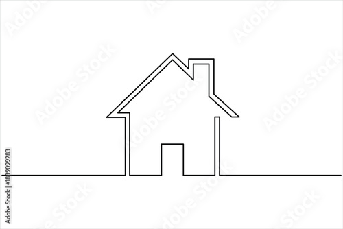  Continuous one line art drawing of house vector illustration. minimalist house icon outline symbol