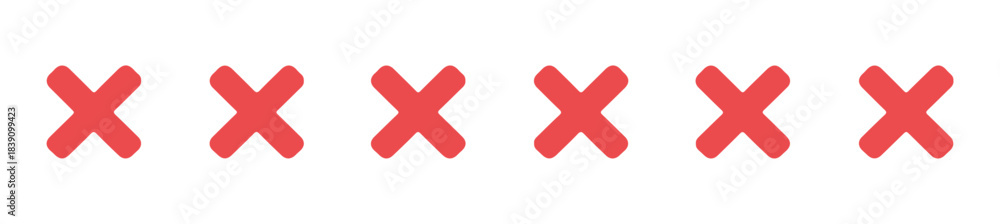 Obraz premium Red cross mark icons set. Vector X symbols in a row.