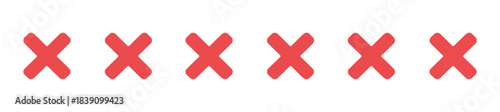 Red cross mark icons set. Vector X symbols in a row.