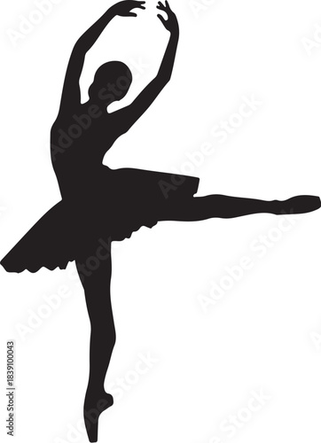 Silhouette of a ballerina in a graceful pose ballet