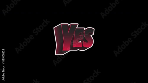 Yes Dark Red Neon Comic Halftone Sticker Title Animation On Alpha Loop