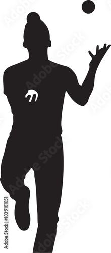 Silhouette of a person juggling balls on white background Keywords: juggling, juggler