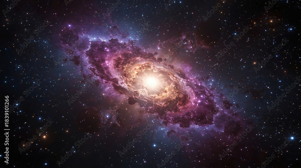 Fototapeta premium Epic Colorful Nebula with Glowing Core — High-Resolution Cosmic Explosion of Stars and Interstellar Gas Clouds for Sci-Fi Concept Art, Wallpaper, Poster, and Background