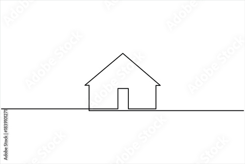  Continuous one line art drawing of house vector illustration. minimalist house icon outline symbol