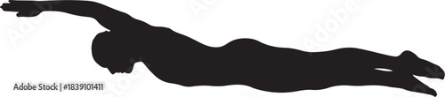 Silhouette of a swimmer performing a freestyle stroke Keywords: swimming, swimmer, freestyle