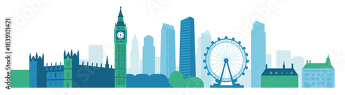 London skyline in flat design style on white background