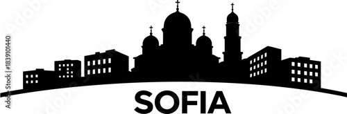 Sofia skyline silhouette on white background