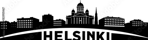 Helsinki skyline silhouette on white background