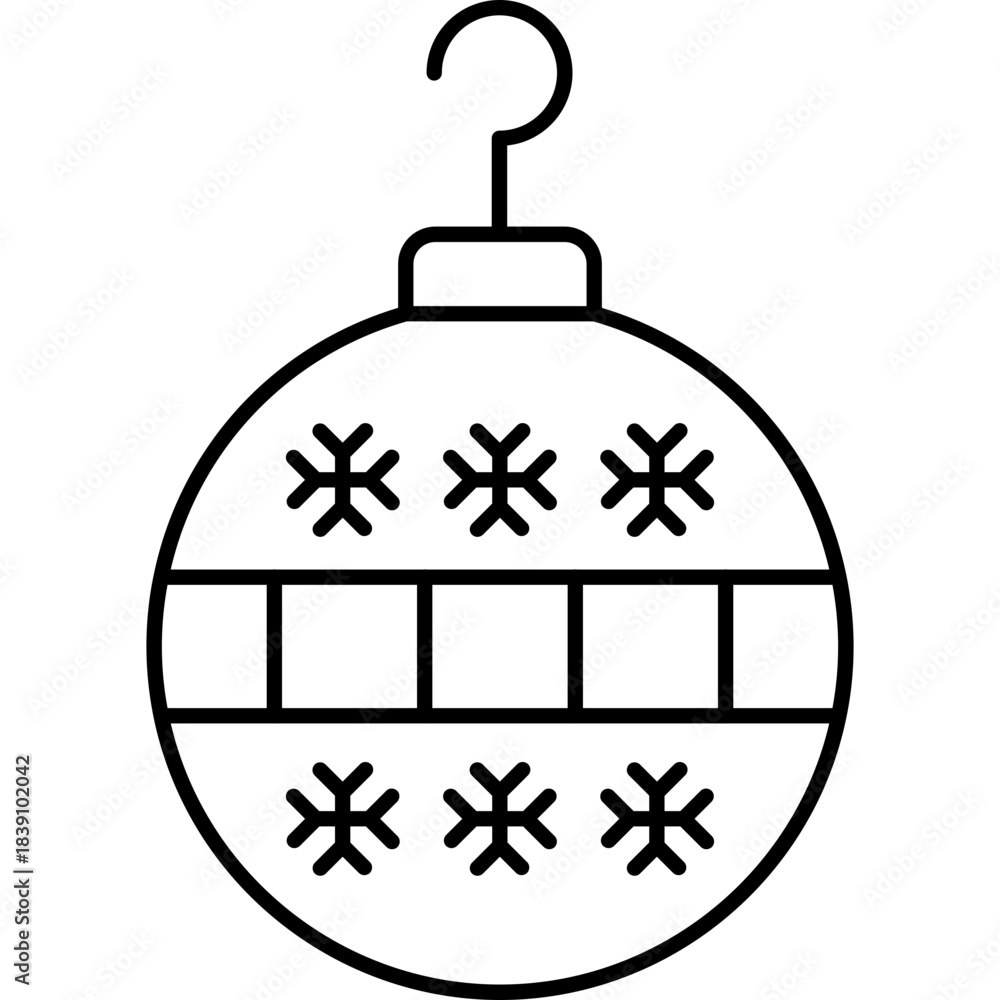 Fototapeta premium Christmas Ball Line Icon Minimal Outline Holiday Ornament Vector
