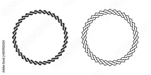 Two frame from twisted elements ornament with blank space inside. Framings graphic design templates. Symbols isolated on white background. Vector illustration