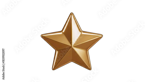 Golden Star Isolated on White Background