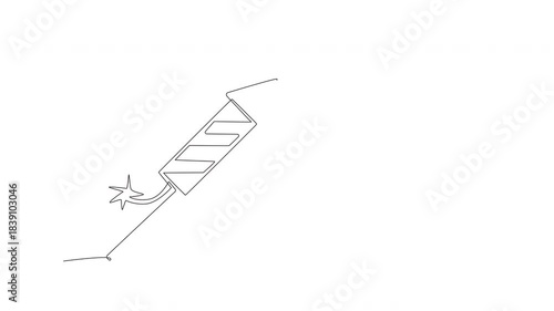 Animated Fireworks and firecrackers concept one-line drawing